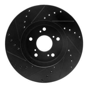 Acura TSX Brake Rotor (1) - Front Right - R1 Concepts - Drilled & Slotted - Black - `04-`14